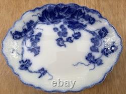 Antique Oval Platter Flow Blue Kenworth BlackBerry 12.5x9.25 Johnson bros