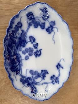 Antique Oval Platter Flow Blue Kenworth BlackBerry 12.5x9.25 Johnson bros