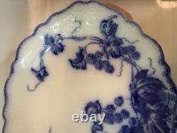 Antique Oval Platter Flow Blue Kenworth BlackBerry 12.5x9.25 Johnson bros