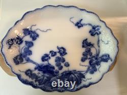 Antique Oval Platter Flow Blue Kenworth BlackBerry 12.5x9.25 Johnson bros