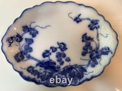 Antique Oval Platter Flow Blue Kenworth BlackBerry 12.5x9.25 Johnson bros