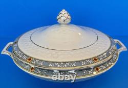 Antique Rare Johnson Bros EUNICE Dinner Plates/Bowls/Soup Tureen -Gold Rim