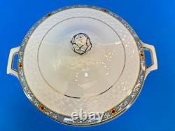 Antique Rare Johnson Bros EUNICE Dinner Plates/Bowls/Soup Tureen -Gold Rim