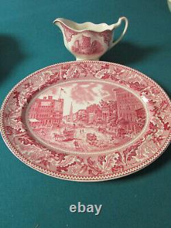 Antique Red Transfer Bowls Trays Gravy Taylor Smith, Johnson Bros, Thos Hughes