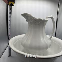 Antique Royal Ironstone China Johnson Bros. England Pitcher and Basin/Bowl White