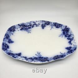 Antique Serving Platter 12x16 FlowBlue Peach Royal Semi Porcelain Johnson Bros