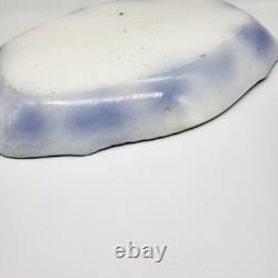 Antique Serving Platter 12x16 FlowBlue Peach Royal Semi Porcelain Johnson Bros