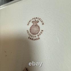 Antique Victorian Johnson Bros England Porcelain Floral Platter 12 inch Oval