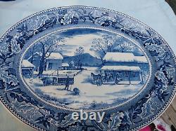 BLUE & WHITE JOHNSON BROTHERS LARGE THANKSGIVING PLATTER Circa 1940's to 1950s`