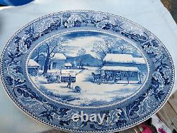 BLUE & WHITE JOHNSON BROTHERS LARGE THANKSGIVING PLATTER Circa 1940's to 1950s`