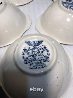 Blue Historic American Ferry Boat Fruit/Dessert Bowl Johnson Bros. Eng. Brooklyn