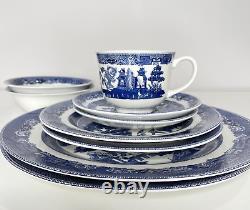 Blue Willow Dinner Set for 2/ 10 pieces by Johnson Bros. England Couple gift