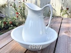 Bowl and Pitcher Meakin Johnson Bros. Ironstone Large White Basin