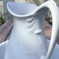 Bowl and Pitcher Meakin Johnson Bros. Ironstone Large White Basin