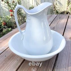 Bowl and Pitcher Meakin Johnson Bros. Ironstone Large White Basin