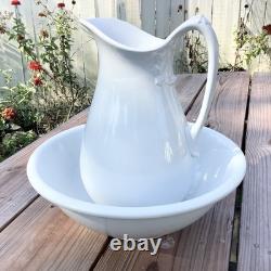 Bowl and Pitcher Meakin Johnson Bros. Ironstone Large White Basin