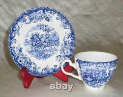 Coaching Scenes Hunting Country Johnson Bros England Blue Coffee Cups & Saucers