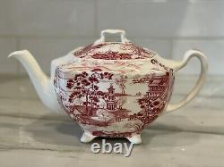 ENCHANTED GARDEN Rare HTF Johnson Bros England Pink Transferware Teapot tea pot