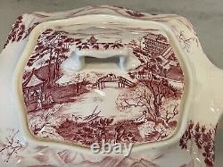 ENCHANTED GARDEN Rare HTF Johnson Bros England Pink Transferware Teapot tea pot