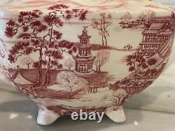 ENCHANTED GARDEN Rare HTF Johnson Bros England Pink Transferware Teapot tea pot