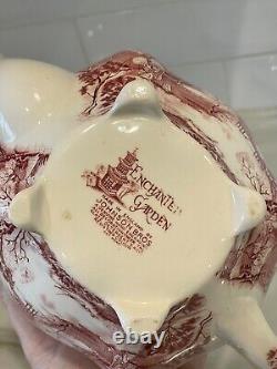 ENCHANTED GARDEN Rare HTF Johnson Bros England Pink Transferware Teapot tea pot