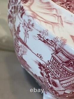 ENCHANTED GARDEN Rare HTF Johnson Bros England Pink Transferware Teapot tea pot