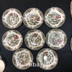 English Dinnerware Service for 8 JohnsonBros FriendlyVillage 6Pc. Place Settings