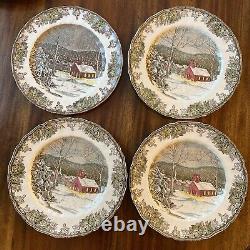 English Dinnerware Service for 8 JohnsonBros FriendlyVillage 6Pc. Place Settings