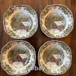 English Dinnerware Service for 8 JohnsonBros FriendlyVillage 6Pc. Place Settings