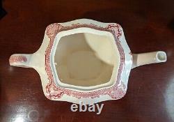 Exc. Cond. Charming mid-century Johnson Bros teapot Old Britain Castles pink red