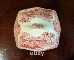 Exc. Cond. Charming mid-century Johnson Bros teapot Old Britain Castles pink red