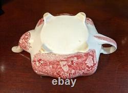 Exc. Cond. Charming mid-century Johnson Bros teapot Old Britain Castles pink red