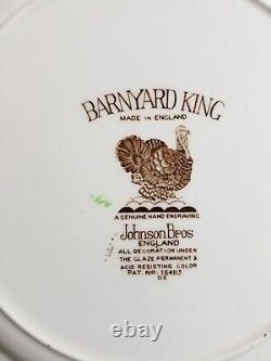 FOUR (4) Johnson Brothers BARNYARD KING Turkey Dinner Plates, Vintage, England