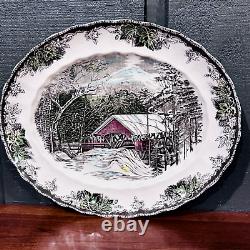 FRIENDLY VILLAGE PLATTER COVERED BRIDGE JOHNSON BROS 15 England