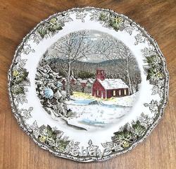 FRIENDLY VILLAGE Set of 6 Dinner Plates Johnson Brothers England School House FRIENDLY VILLAGE Set of 6 Dinner Plates Johnson Brothers England School House
