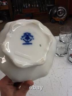 Flow Blue China Claremont Pattern Johnson Bros England Pitcher White/ Blue