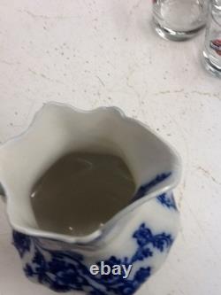 Flow Blue China Claremont Pattern Johnson Bros England Pitcher White/ Blue Flow Blue China Claremont Pattern Johnson Bros England Pitcher White/ Blue