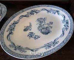 Flow Blue China, Johnson Brothers Tokio Pattern Vintage Late 1800's England Flow