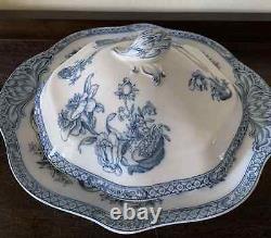 Flow Blue China, Johnson Brothers Tokio Pattern Vintage Late 1800's England Flow