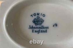 Flow Blue China, Johnson Brothers Tokio Pattern Vintage Late 1800's England Flow