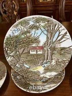 Friendly Village Made in England by Johnson Bros. Vintage Dessert/Pie Plates