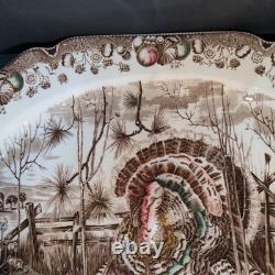 His Majesty Johnson Bros Thanksgiving Turkey Platter England Vintage 20 X 16