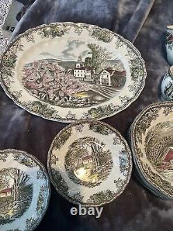 Huge 48 Piece Lot- The Friendly Village by Johnson Bros. (Made in England) Vint