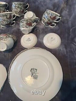 Huge 48 Piece Lot- The Friendly Village by Johnson Bros. (Made in England) Vint