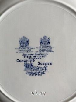 JOHNSON BROS 4 Pieces Set MADE IN ENGLAND COACHING SCENES STOKE ON TRENT BLU