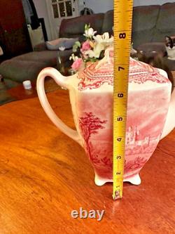 JOHNSON BROS. ENGLAND Old Britain Castles Pink TRANSFER Coffee Pot 6 Vintage