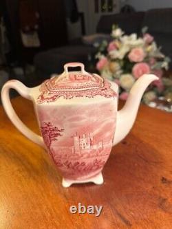 JOHNSON BROS. ENGLAND Old Britain Castles Pink TRANSFER Coffee Pot 6 Vintage