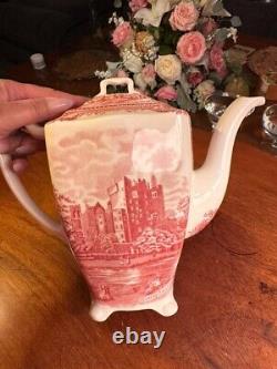 JOHNSON BROS. ENGLAND Old Britain Castles Pink TRANSFER Coffee Pot 7 Vintage