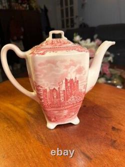 JOHNSON BROS. ENGLAND Old Britain Castles Pink TRANSFER Coffee Pot 7 Vintage