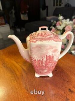 JOHNSON BROS. ENGLAND Old Britain Castles Pink TRANSFER Coffee Pot 7 Vintage